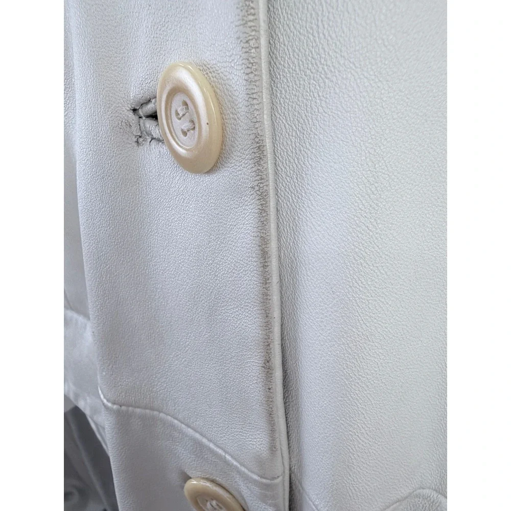 Terry Lewis Classic Luxuries White Genuine Leather Long Coat Size 1X - Picture 6 of 13